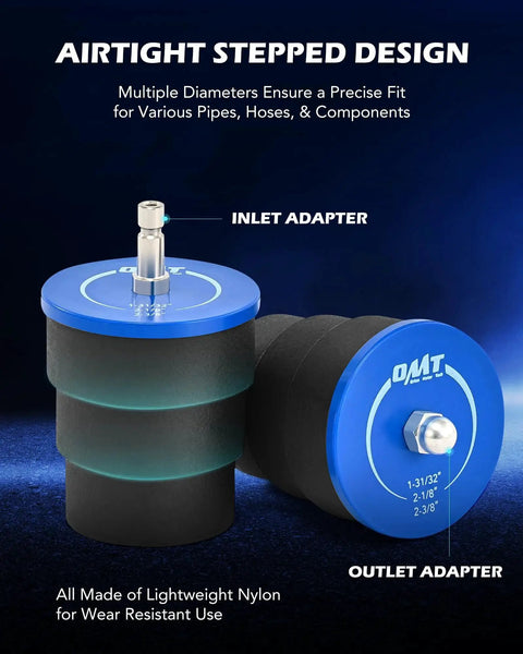 Turbo Leak Tester Kit With 4 Stepped Adapters For Turbo Cooling And Emissions showing inlet and outlet adapters