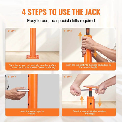 Step-by-step guide for using Heavy Duty Floor Jack Post Lift 53 To 93 Inch Adjustable Height 18000 Lbs.