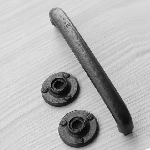 Rustic Antique Black Cabinet Pulls Curved Zinc Alloy 5.5 Inch Length With 5 Inch Hole Center Includes Screws In Five Sets