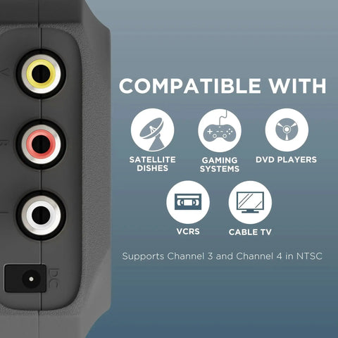 RCA To RF Modulator For Coax TV Setup Converts Composite Video And Audio To Channel 3 Or 4 compatibility diagram