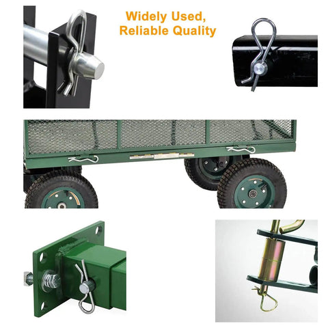 Heavy Duty Cotter Pin Assortment Kit With 30 Zinc Plated Hairpin Fasteners In Sizes M1.6 To M3.5 for hitch pin use shown on equipment