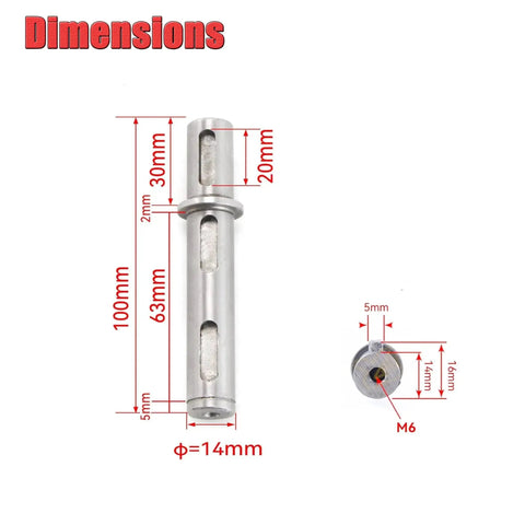 NMRV030 Single Output Shaft For RV030 Worm Reducer Gearbox With 14Mm Output Diameter and 100Mm Length dimensions diagram