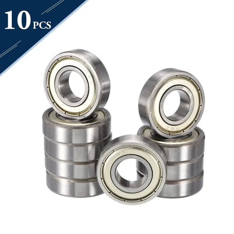 Deep Groove Ball Bearing Set R8ZZ For One Half Inch ID And One And One Eighth Inch OD, 10-pack, chrome steel GCr15