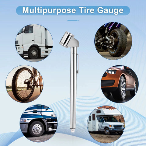 WNCGC pencil tire pressure gauge, chrome metal, 2-pack, 10-120 PSI dual-head automotive gauge