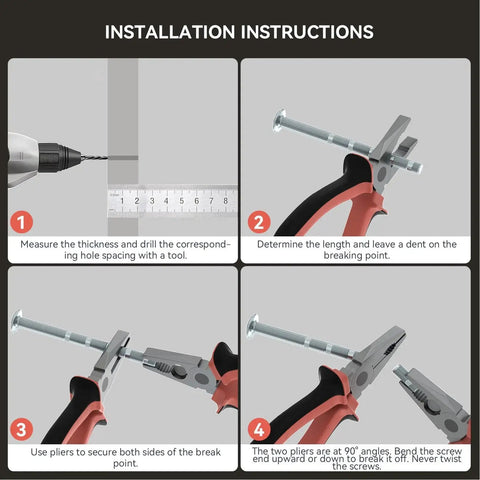 Installation instructions for Brushed Nickel Cabinet Pulls 3 Inch Center To Center 5 Inch Overall Length Stainless Steel Cabinet Hardware 15 Pack For Kitchen And Bathroom Cabinets Durable Hollow Construction For Long Lasting Use with tool and pliers demonstration.
