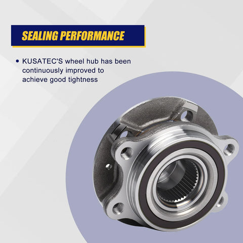 Two Piece Front And Rear Wheel Bearing And Hub Assembly For Audi 2008 2015 A4 A5 A6 A7 A8 Quattro RS5 RS7 Allroad Q5 SQ5 S4 S5 S6 S7 S8 Direct Fit Replacement Kit With OEM Quality Construction And Long Lasting Performance, close-up of hub showing sealing performance and metal design