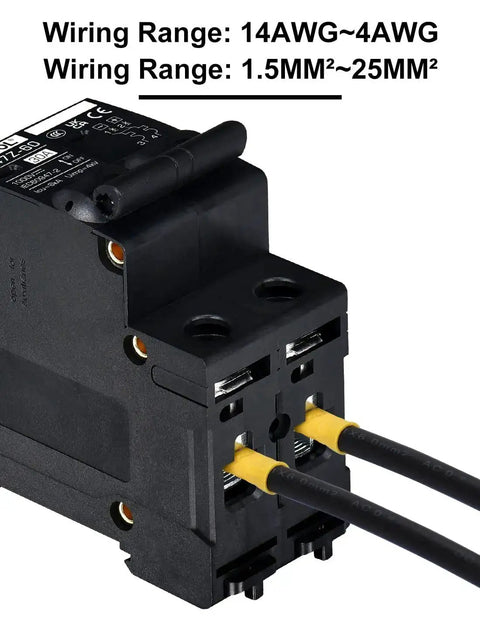 Beefy 30 Amp Circuit Breaker For DIN Rail Mount Solar Disconnect Switch 2 Pole 1000V Miniature Breaker with wiring.