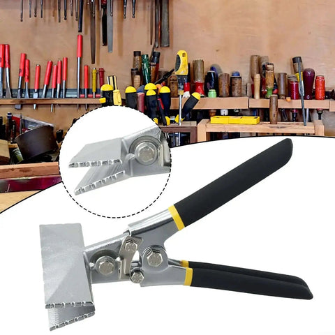 Heavy Duty Sheet Metal Seamer Pliers With Chrome Vanadium Steel Non Slip Rubber Grip Straight 80mm Or 150mm Jaws And Elbow 80mm Jaw Ideal For Clean Bends On Light Steel Door Frame Projects in workshop setting.