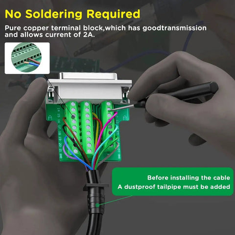 No Soldering Needed DB25 Male And Female Serial Adapters Kit for DIY RS232 D Sub 25 Pin Cabling with Terminal Connectors Two Pack