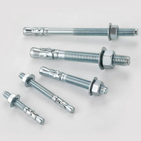 Three Eighths By Four Inch Ten Piece Set Standard Fasteners For Heavy Duty Zinc Wedge Anchors For Cement And Concrete Corrosion Resistant Zinc Plated