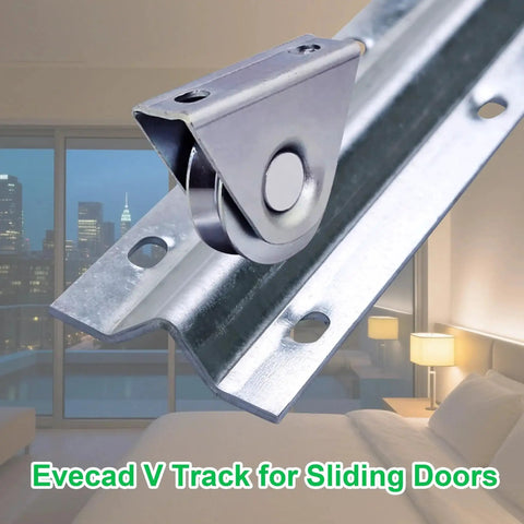 12 Foot Galvanized Inverted V Track Kit With Three 4 Foot Tracks And Mounting Hardware Heavy Duty Steel Rail for sliding doors