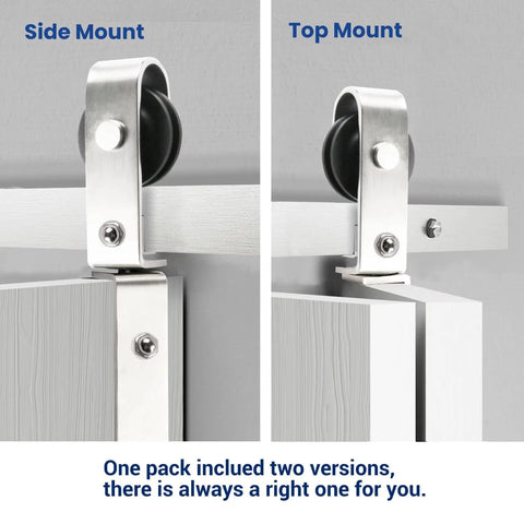 Nickel Plated 72 Inch Double Bifold Sliding Barn Door Hardware Kit for Closet Doors side and top mount swivel wheels