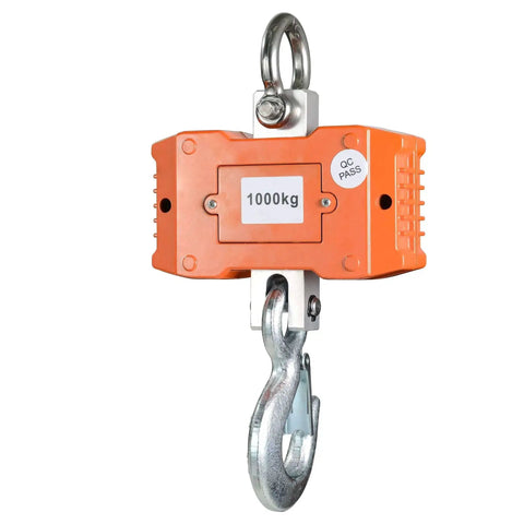 Heavy Duty Digital Crane Scale 1000kg 2000lb For Indoor Outdoor Use, High Accuracy Hanging Scale With Backlit LCD, Stainless Steel Load Receptor, Rugged Aluminum Case, Dismountable Hook For Farm Factory