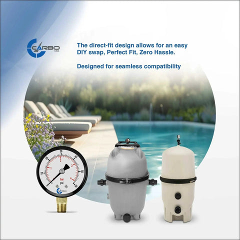 Water Pressure Gauge For Swimming Pool Filter And Spa Aquarium Well Air Oil And Gas Systems With Dual Display 60 PSI Range