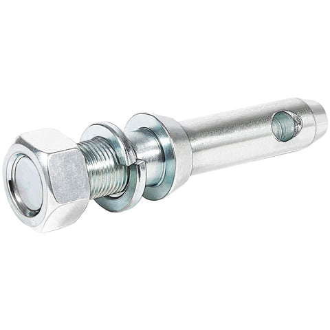 Cat 1 Draw Pin For 3 Point Hitch Tractors, Five And A Half Inch, Three Pack, Heavy Duty Tractor Hitch Pin Set For Lower Lift Arms, Compatible With Cat 1 3 Point Linkages And Implements, Durable Easy To Install - Image of a single draw pin with hex nut and lock washer, zinc plated, 7/8 inch diameter.
