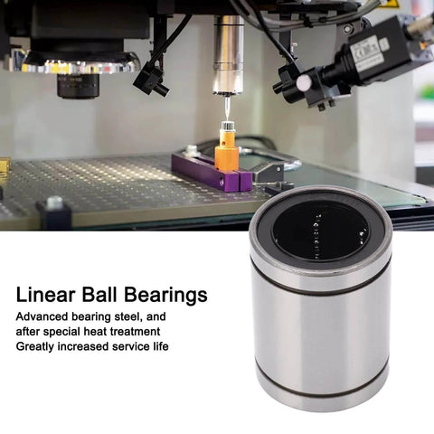 Two Pack LM40UU Linear Ball Bearings 40Mm Inner Diameter 60Mm Outer Diameter Steel Linear Motion Bushings shown near machine.