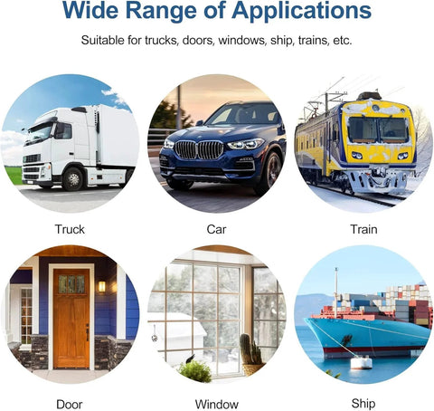 Wide range of applications including truck, car, train, door, window, and ship; U-shape design shown in various uses.