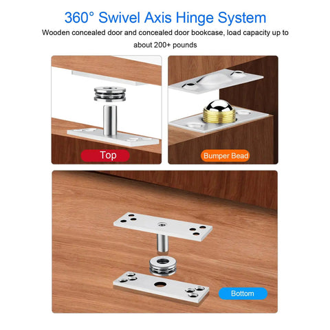 Hidden Door Hinge With 360 Degree Rotation Heavy Duty Pivot Hinge In Stainless Steel 220 Lbs Load Bearing Concealed Hinge