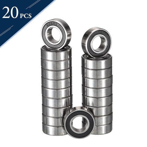 HiPicco 623-2RS deep groove ball bearing, 3x10x4 mm, chrome steel, double rubber seal, 20 pcs
