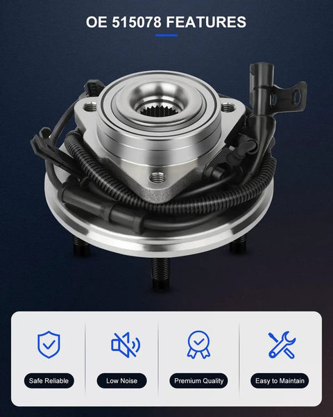 Front Wheel Hub And Bearing Assembly 515078 Drop In Direct Fit For Ford Explorer Sport Trac Mercury Mountaineer 2006 2007 2008 2009 2010 With ABS 5 Lug 3 Bolt Flange Replacement