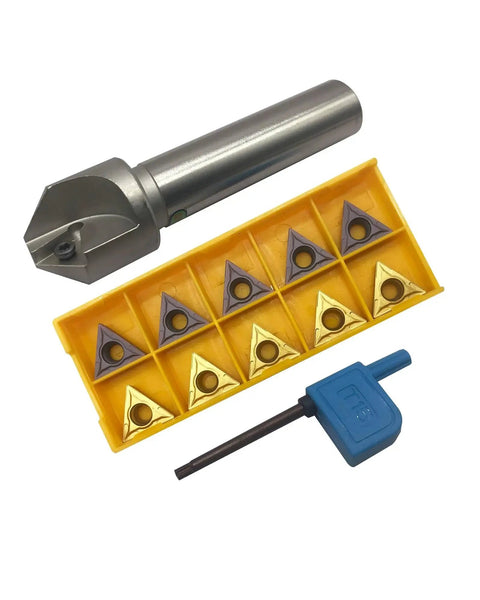 Pro Grade 3/4 Inch Shank Chamfering Tool Bit Set for Lathe Turning Boring Bar Holder with carbide inserts and wrench