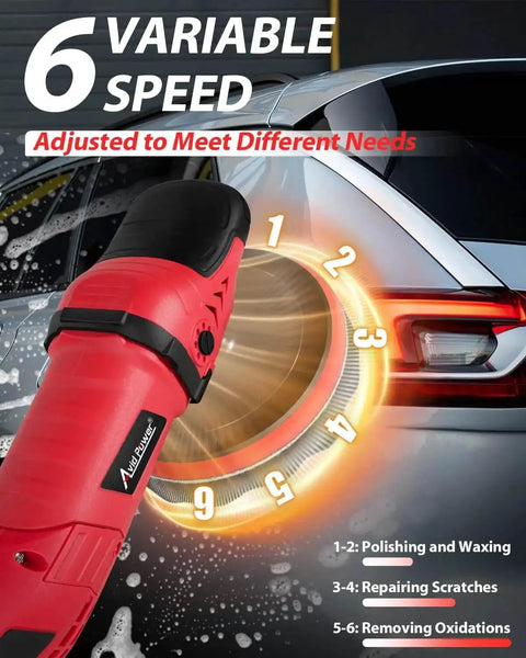 Heavy Duty Car Buffer Polisher With 6 Speed Settings From 1000 To 3500 RPM 1200W Rotary Waxer Kit adjusting speed dial