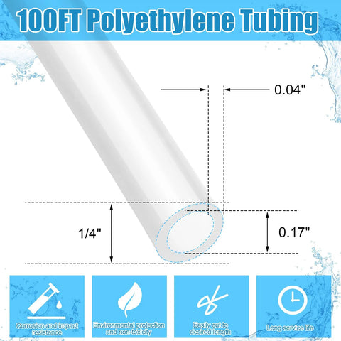 Amazon Nuanchu 100ft polyethylene tubing, white translucent, 1/4 in OD, 0.170 in ID, food-grade hose for water and brewing