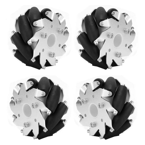 4 Piece 100mm Steel Mecanum Wheel Set With Left And Right Omni Wheels For Robot Car 9 Roller Heavy Duty Drive Wheels