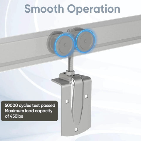 Exterior Sliding Door Hangers and Box Rail Barn Door Hardware Kit in Silver for Outdoor Use, Heavy-Duty Track System Supports Doors Up To 450 Lbs, Industrial-Grade Galvanized Steel With Corrosion-Resistant Coating, 50,000+ Cycles Tested