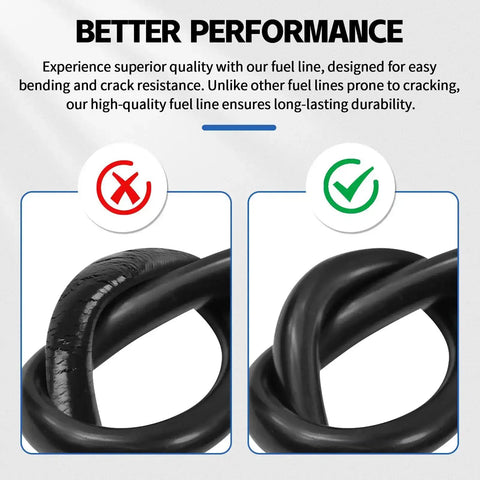 Comparison of cracked and flexible Five Eighth Inch Heater Hose, 10 Feet Long EPDM Double Spiral Radiator Coolant Line