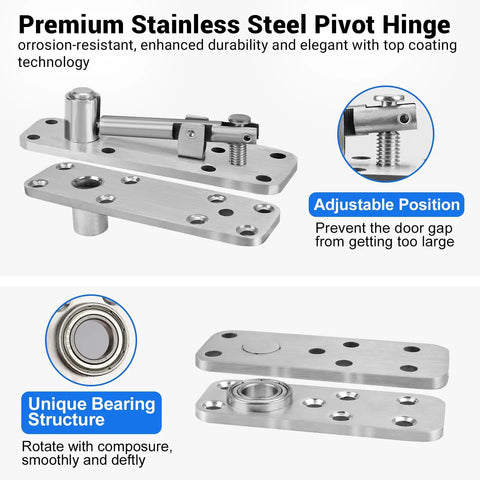 Beefy Stainless Steel Hidden Door Hinge With 360 Degree Pivot Rotation And 570 Lbs Load Bearing, Concealed Door Hardware
