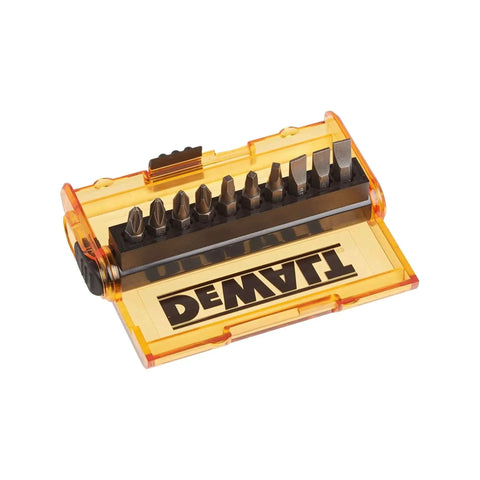 Magnetic Drive Guide 14 Piece Screwdriver Bit Set With Self Retracting Guide Sleeve 1 Inch Bits And Carrying Case For Pro Grade Precision In Wood Metal And Plastic Projects By DeWalt in plastic case