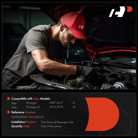Mechanic working on Jeep Wrangler with Front Hood Hinges Set For Jeep Wrangler JK 2007-2017 And JK 2018 installed