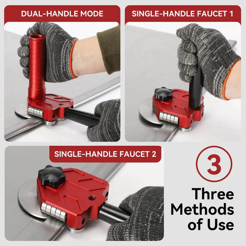 Sheet Metal Bender One Station Disc For 90 To 180 Degree Bends With Ergonomic Rotary Handle Delivers 0.59 To 1.18 Inch Curved Bends Works On Galvanized Iron Copper Aluminum And Stainless Steel Under 1mm Adjustable Roller Tool For Thin Sheet Metals being used in three methods by gloved hands.