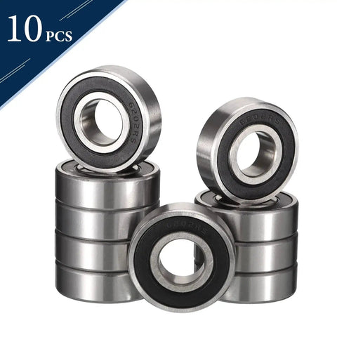 6202-12-2RS Deep Groove Ball Bearings 12mm By 35mm By 11mm With Double Rubber Seals Pre Lubricated Chrome Steel GCr15 Set Of 10