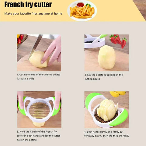 Step-by-step guide using Crinkle Cutter Set Stainless Steel Wavy Slicer For Potatoes And Veggies Includes Cleaning Brush Fry Cutter For Crispy Fries And Fresh Salads Durable 3 Piece Kitchen Gadget For Easy Garnishing And Quick Meal Prep to cut potatoes into fries