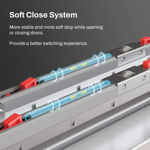 72 Inch Bypass Sliding Closet Door Hardware Track Kit In Heavy Duty Aluminum With Soft Close For Barn Doors close-up