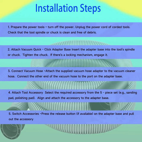 Installation steps for 16 Ft Universal Vacuum Hose Extension Kit With Six Adapters For Home Shops And Tools Dust Collection.