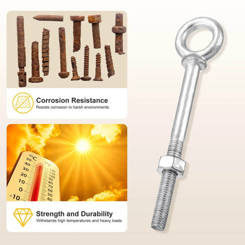Heavy Duty Half Inch By Six Inch Carbon Steel Eye Bolt With Lifting Ring, threaded eye bolt, corrosion resistance, durability