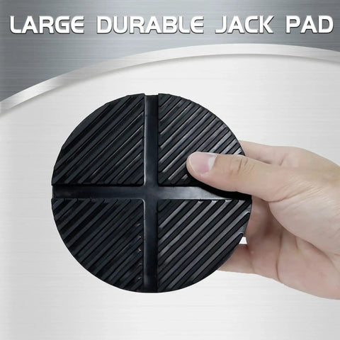 Universal Floor Jack Pad Adapter For Pinch Welds And Side Rail Protection, 125 mm diameter, shown in hand for scale