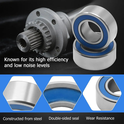 RC Ball Bearings Kit 5x11x4mm Pack Of 10 For Traxxas Slash Rustler Stampede And More, showing steel bearings and features.