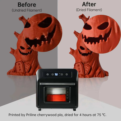 3D Filament Dryer Box With Blower For Fast Drying And Moisture Free Dehydration Of PLA PETG TPU And Carbon Fiber Filaments before and after results