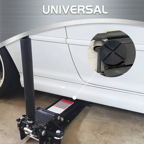 Universal Floor Jack Pad Adapter For Pinch Welds And Side Rail Protection installed on car jack