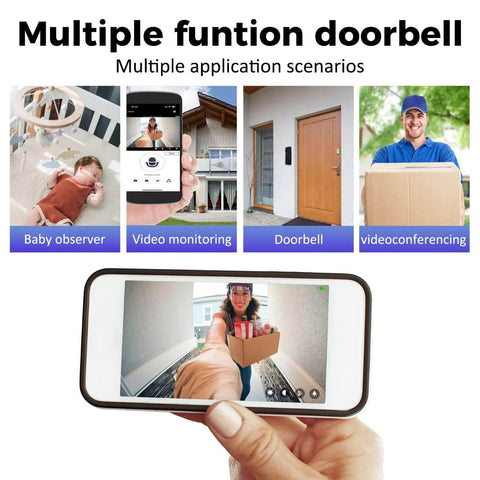 Wireless Wi Fi Video Doorbell Camera With Night Vision And Two Way Audio, HD Live Monitoring, Real Time Visitor Alerts