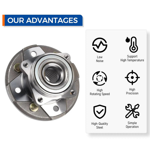 Two Pack Front Wheel Hub And Bearing Assembly 513098 Direct Fit Replacement For Honda Accord 1990-1997 and Acura CL 1997