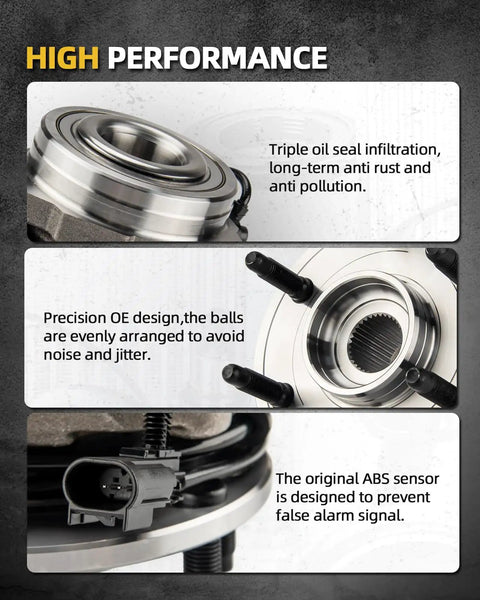 2X Front Or Rear Wheel Bearing Hub Assembly Drop In Replacement For Ford Explorer 2011 To 2019 And Police Interceptor Utility 2013 To 2019 5 Lug With ABS 512460 showing high performance features