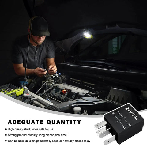 Heavy Duty 24V 30A 4 Pin Car Starter Relay Waterproof in engine bay installation