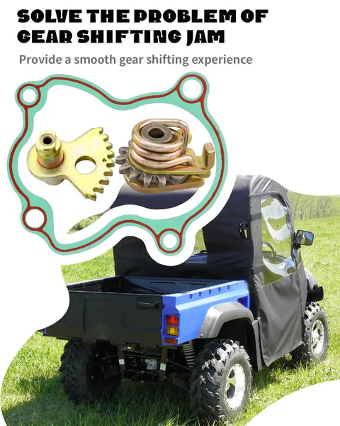 Gearshift Fan Gear Set Replacement For Massimo MSU 500 700 Hisun UTV Coleman Bighorn shown with gear components and UTV