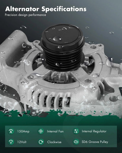 Close-up of Beefed Up 150 Amp Ford Fusion Alternator Replacement For 2013 To 2020 1.5L And 1.6L Engines with SD6 Groove Pulley