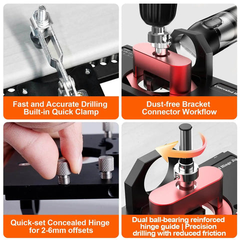 Concealed Hinge Jig With Quick Clamp And Dust Vacuum Adapter For 35mm Cabinet Doors Woodworking Hole Drilling Hardware Jigs